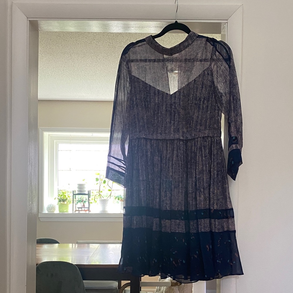 Rebecca Taylor Sheer Navy and Black Dress